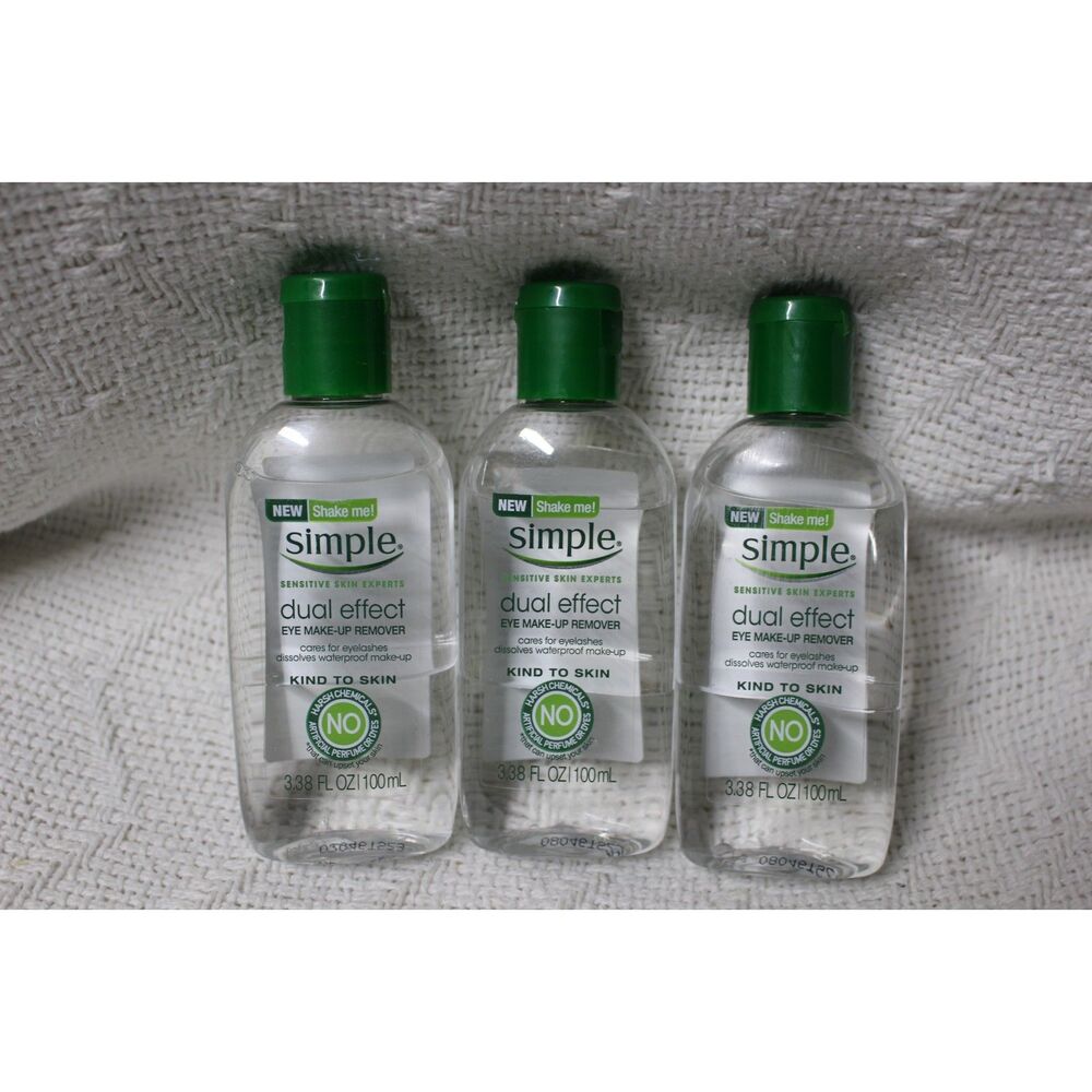 Simple Dual Effect Eye Make-UP Remover (3) Pack 3.8 Oz (New)